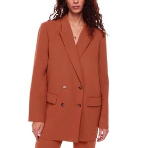 Aritzia Wilfred Cherrelle Double-Breasted Blazer Terracotta Rust Crepette Sz XS